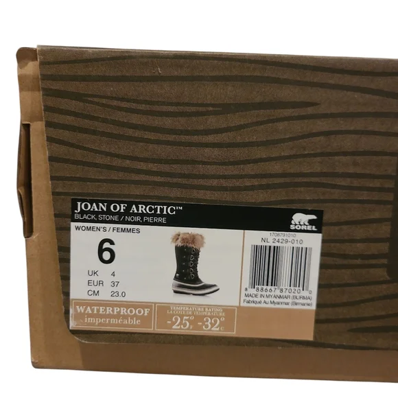 Women's Sorel Joan Of Arctic Waterproof Suede & Leather Boots Black Stone Size 6 - Picture 3 of 13